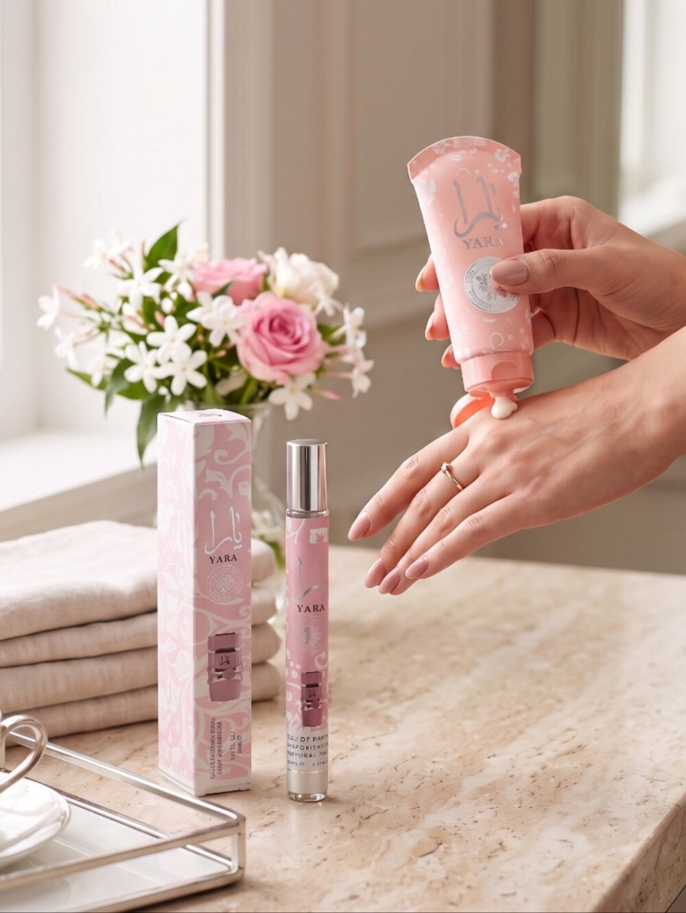 Pink Floral Hand Cream Travel Set